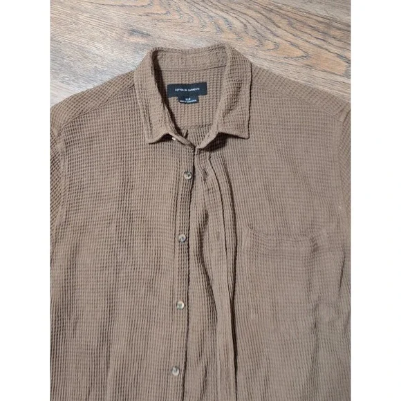 Cotton on Garments Men's Button Down Shirt Waffle Brown Small - Picture 2 of 16